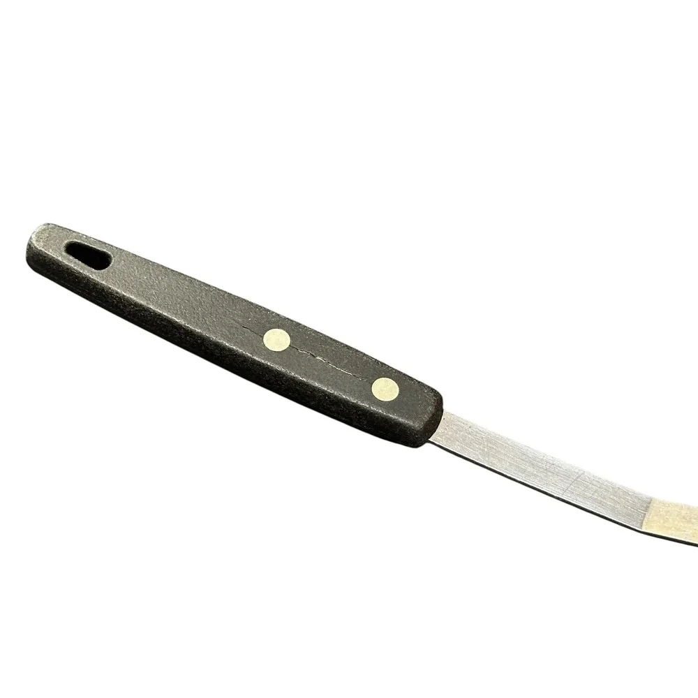 VTG Ekco Forge Stainless Steel Slotted Serving Spoon Riveted Black‎ Handle USA